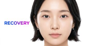 시술 후 눈가 케어와 회복을 시각화한 미인 모델